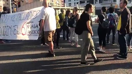 Imagen del corte de tráfico en la huelga de profesores