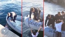 Haliç'te arkadaşlarıyla şakalaşıp denize düşen genci deniz polisi kurtardı