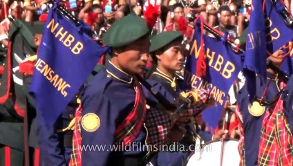 Nagaland piper band at the Hornbill festival opening ceremony