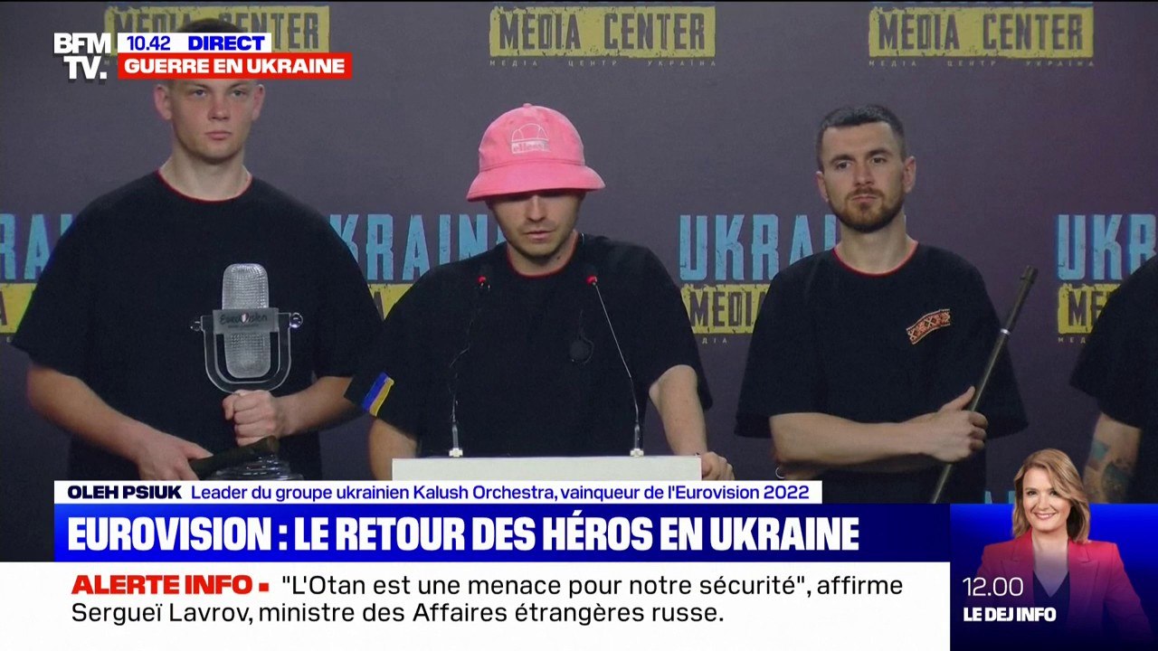 "Nous avons l'espoir que l'Ukraine pourra accueillir l'Eurovision, dans une Ukraine reconstruite et heureuse", déclare le leader du groupe Kalush Orchestra