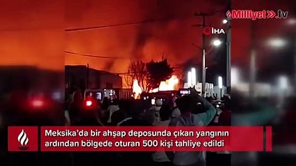 Meksika'da ahşap deposunda yangın