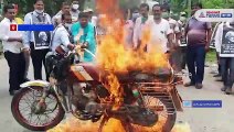 Protest for petrol and diesel price hike