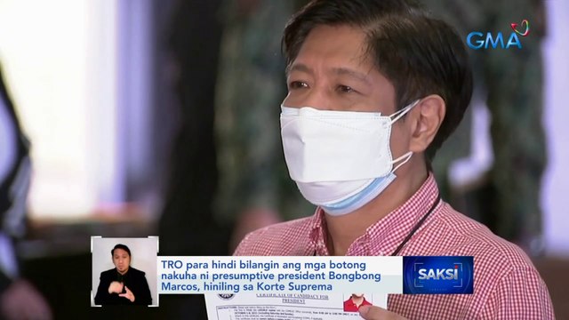 TRO para hindi bilangin ang mga botong nakuha ni presumptive president Bongbong Marcos, hiniling sa Korte Suprema | Saksi