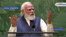 Narendra Modi explains the quotes of Rabindranath Tagore in Bengali at the UN Assembly
