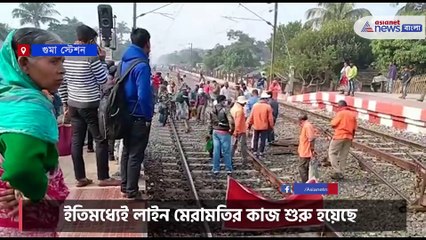 The railway line burnt near Guma station