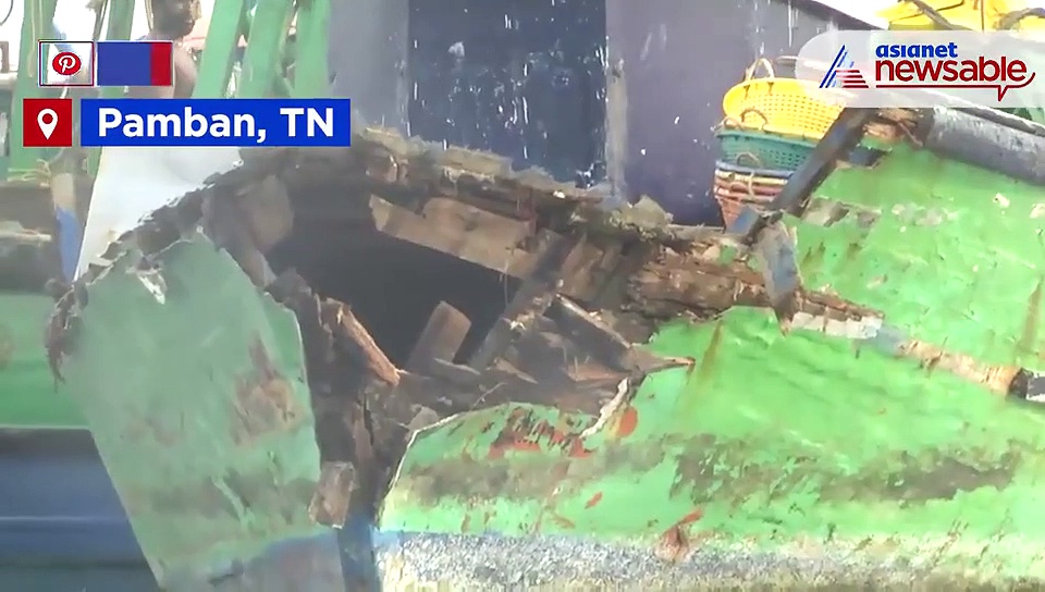 Strong winds due to cyclone Amphan damage boats in Tamil Nadu's Pamban