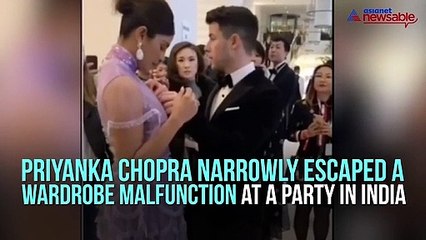 Priyanka Chopra escapes wardrobe malfunction; Nick Jonas comes to the rescue
