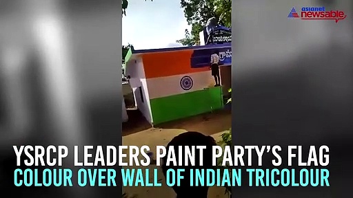 Andhra Pradesh: YSRCP leaders repaint wall of Indian tricolour with party’s flag