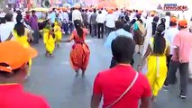 Congress workers raise slogans during BJP's 'Protect Bengaluru' padayatra