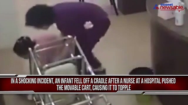 Newborn falls after a nurse pushes and topples the cradle in hospital