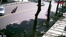 Scooter flips over throwing over throwing up family, what happens next is even weirder