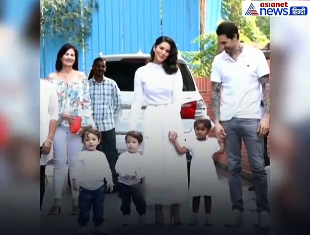 बेटी के बर्थडे पर बच्चों को घुमाने निकलीं सनी लियोनी, रूठ गई बेटी तो पापा ने ऐसे मनाया : Video