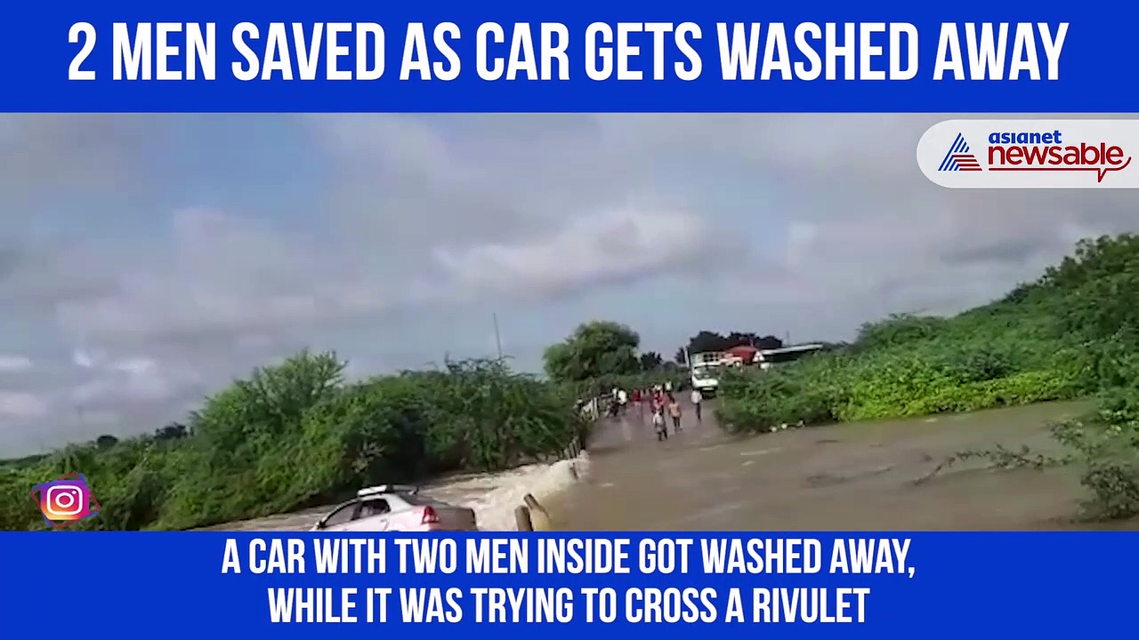 Andhra Pradesh: Miraculous escape for 2 men as car gets washed away