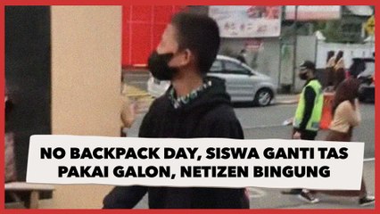 Ikut Tren No Backpack Day, Siswa Ganti Tas Pakai Galon, Netizen: Cara Ngeluarin Bukunya Gimana?