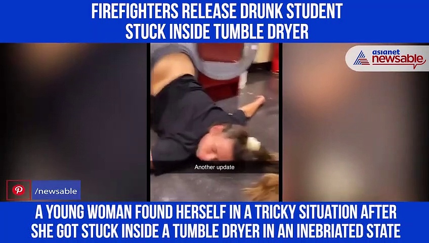 Drunk student gets stuck in tumble dryer; rescue video goes viral