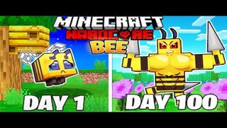 I Survived 100 DAYS as a BEE in HARDCORE Minecraft!