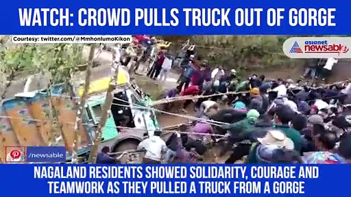 Crowd pulls truck out of gorge; video goes viral