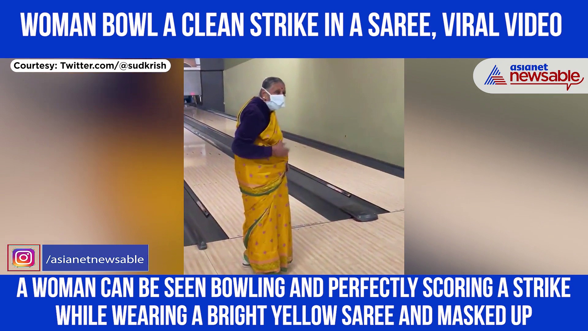Grandma scores perfect bowling strike wearing mask, netizens call her 'Boss Lady'; Watch Video