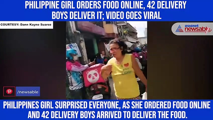 Philippine girl orders food online, 42 delivery boys deliver it; Video goes viral