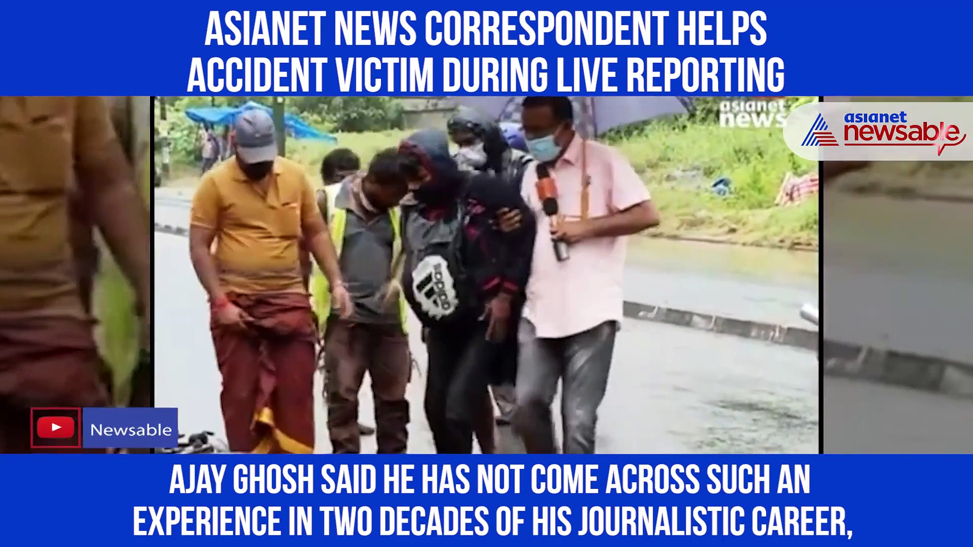 Asianet News Correspondent helps accident victim during live reporting
