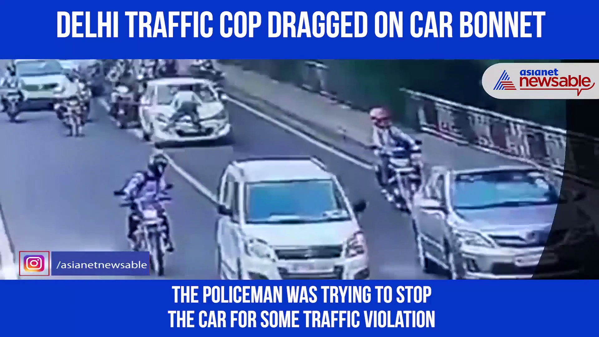 WATCH: Delhi traffic cop dragged on car bonnet