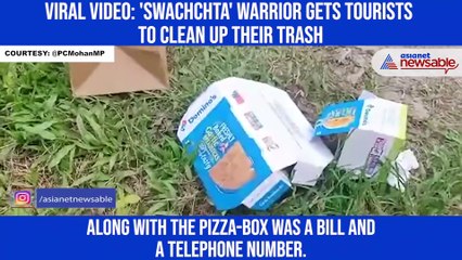 Download Video: Viral video: 'Swachchta' warrior gets tourists to clean up their trash