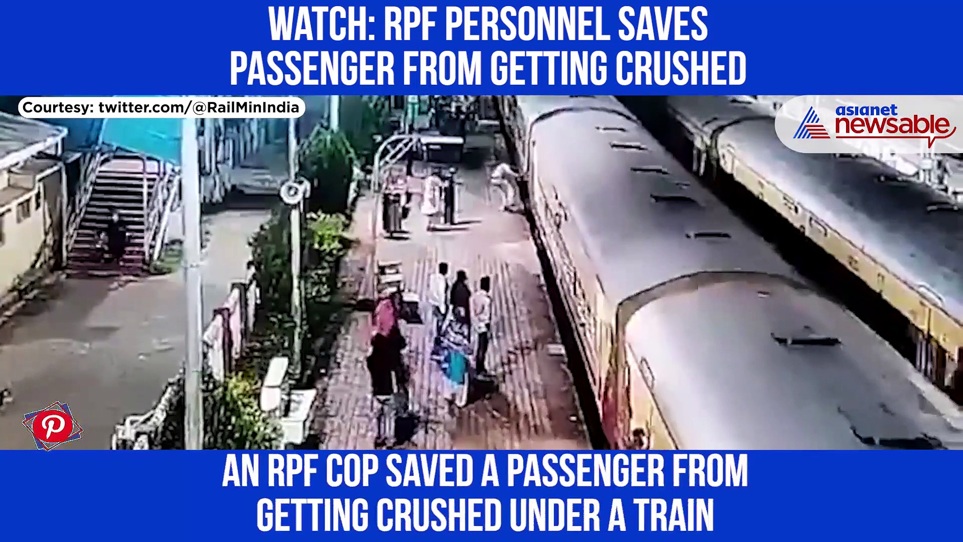 RPF Cop saves man from getting crushed under running train, Viral video