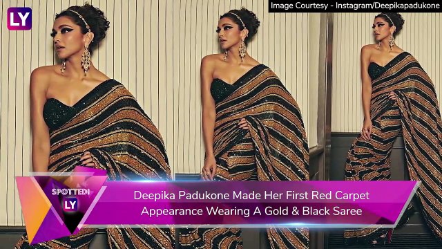 Deepika Padukone At Cannes 2022: Actor Sizzles In Black And Gold Saree At The Red Carpet