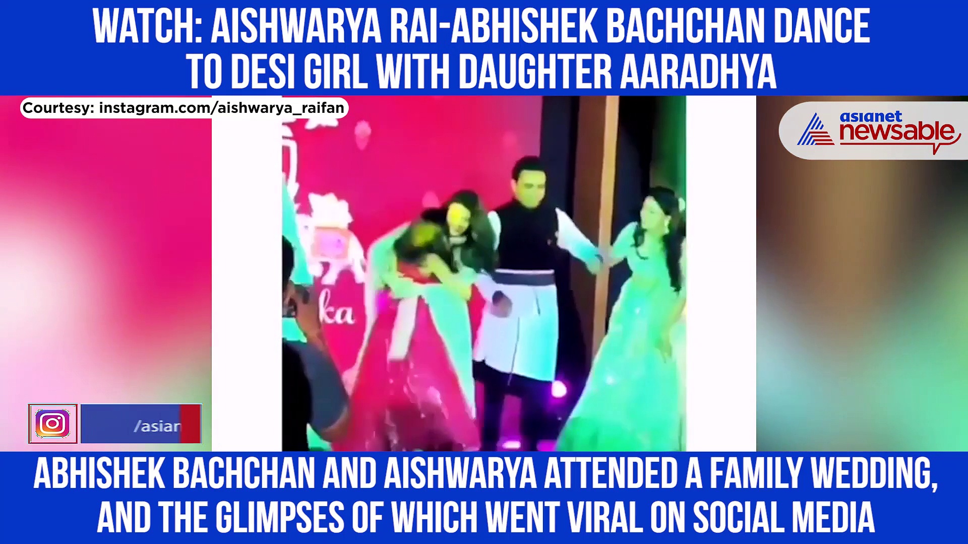 Aaradhya Bachchan grooves with mom Aishwarya, dad Abhishek Bachchan on Desi Girl (Watch video)