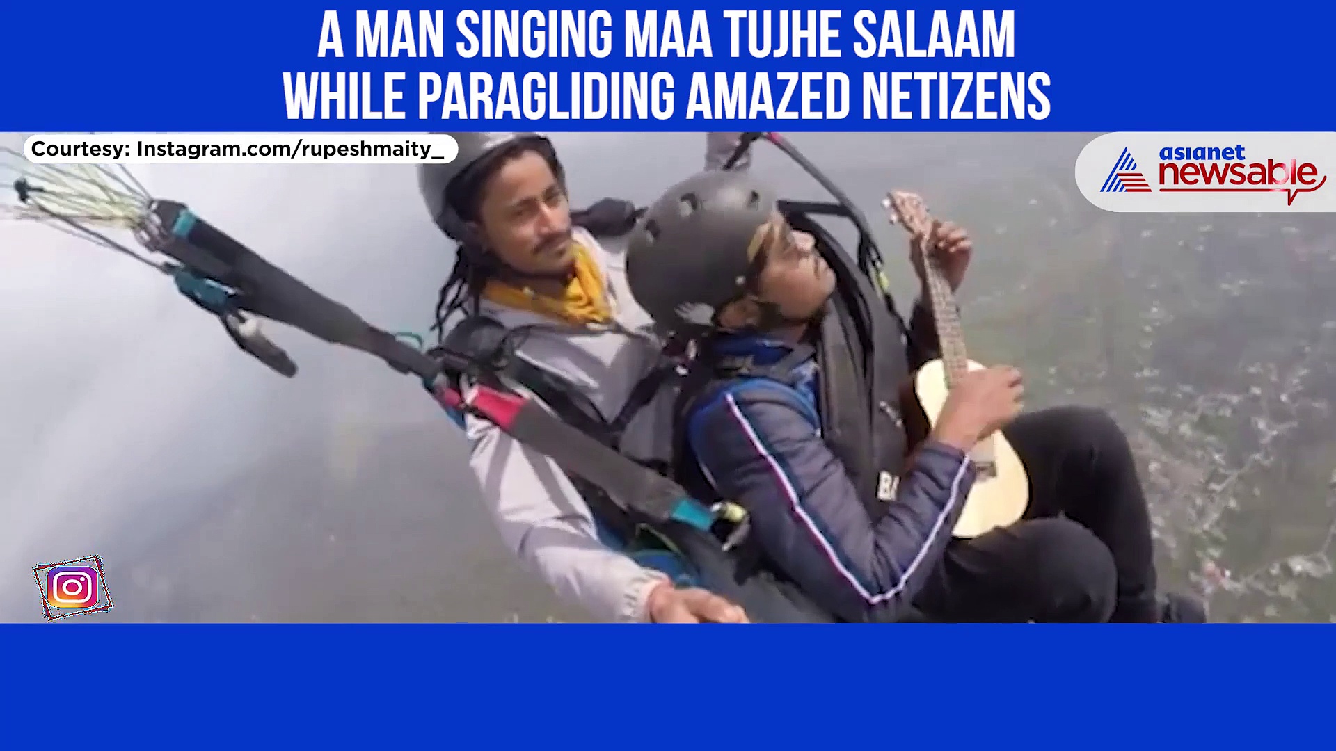 Man sings Maa Tujhe Salaam while paragliding; watch this video