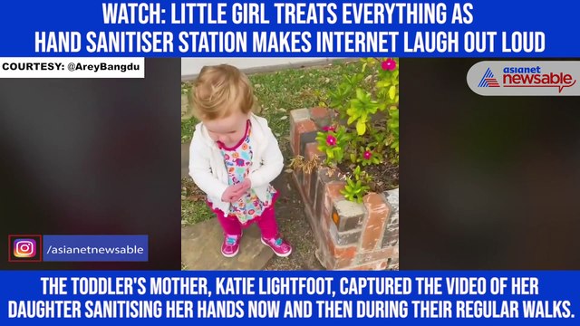 Watch: Little girl treats everything as hand sanitiser station makes internet laugh out loud