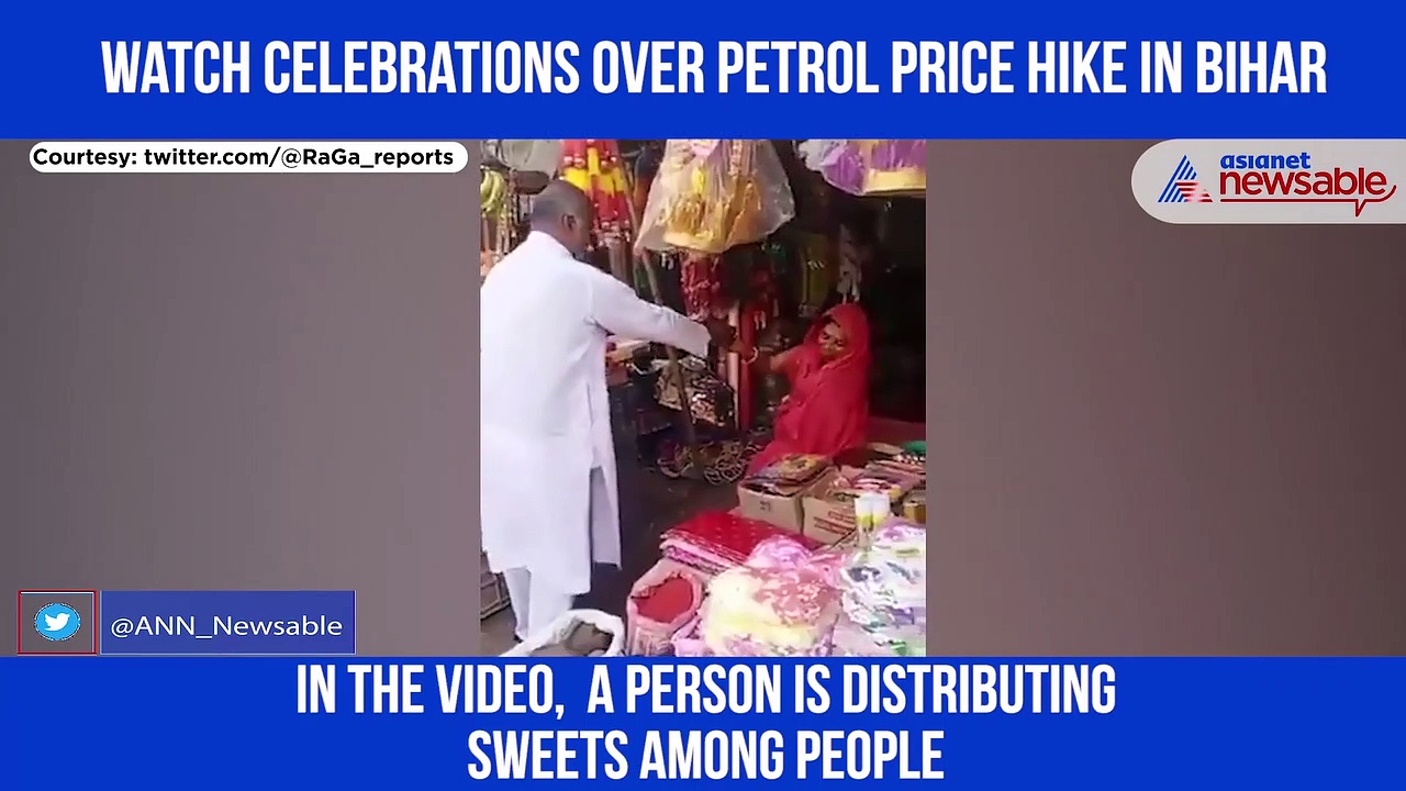 Man distributing sweet as Petrol crossed 100 rupee mark: Watch viral video