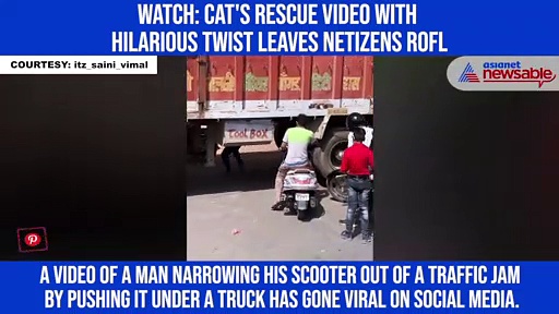 Watch: Man takes his scooter from under the truck to escape from traffic jam; netizens go ROFL