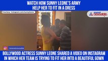 Sunny Leone's team struggle to zip up her gown