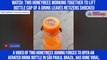 Watch: Two honeybees working together to lift bottle cap of a drink leaves netizens shocked