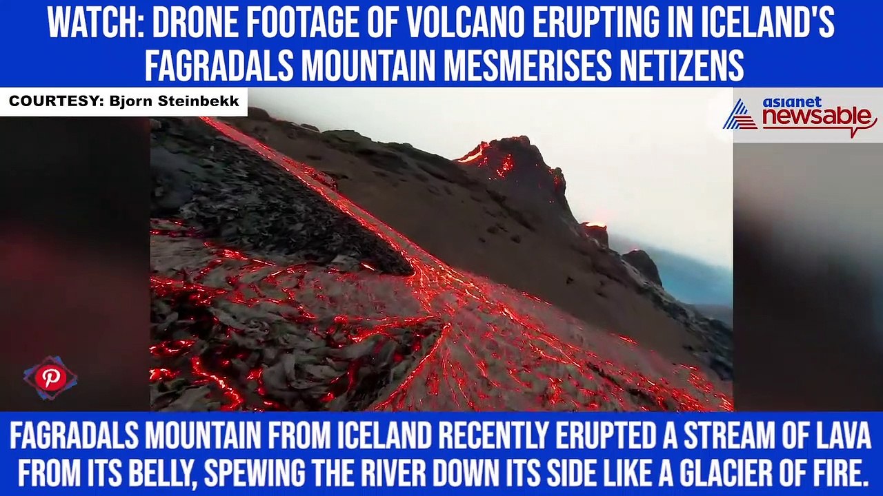 Watch: Drone footage of volcano erupting in Iceland's Fagradals Mountain mesmerises netizens