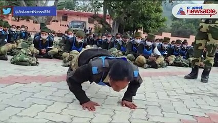 BSF Mahila recruit takes the one-minute push-up challenge