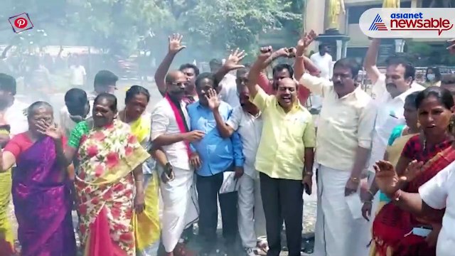 Celebrations erupt at DMK HQ in Chennai