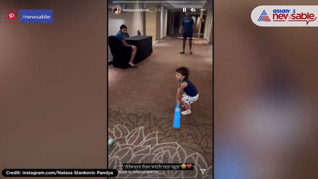 IPL 2022: Hardik Pandya's son Agastya tries his hands at batting