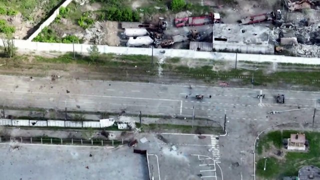 Drone footage appears to show people being carried on stretchers in Azovstal as Ukrainian fighters surrender to Russian forces