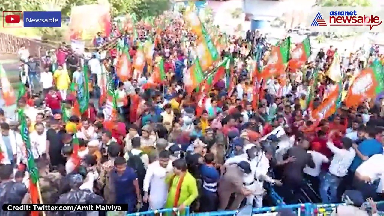 Watch: BJP youth wing workers water-cannoned du...