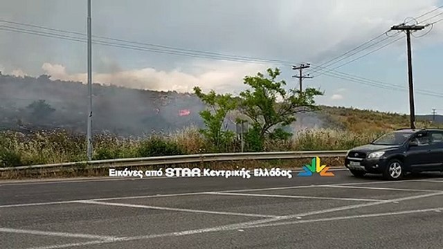 Φωτιά στον κόμβο του Αι Γιάννη στη Λιβαδειά. Άμεση επέμβαση της Π.Υ. Λιβαδειάς