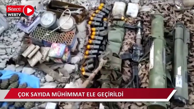 Pençe-Kilit Operasyonu'nda tespit edilen mağarada çok sayıda mühimmat ele geçirildi