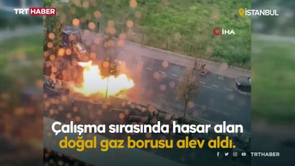 İşçiler ısınmak için ateş yaktı, doğal gaz borusu alev aldı