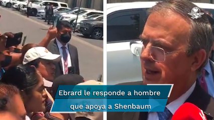 “Ya desahogaste tu sueldo"; Ebrard responde sujeto que lo increpa fuera de Palacio Nacional