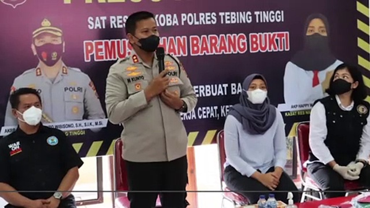Kapolres Pimpin Pemusnahan Barang Bukti Narkotika di Aula Sat Narkoba Polres Tebing Tinggi
