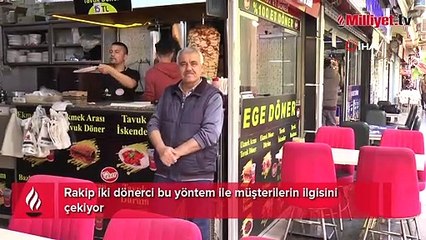 Rakip iki dönerci bu yöntem ile müşterilerin ilgisini çekiyor
