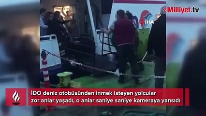 Deniz otobüsünden inmek isteyen yolcular zor anlar yaşadı