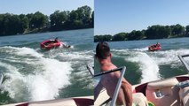 'Boy gets tossed out of tube in a hilarious fashion during boating adventure '