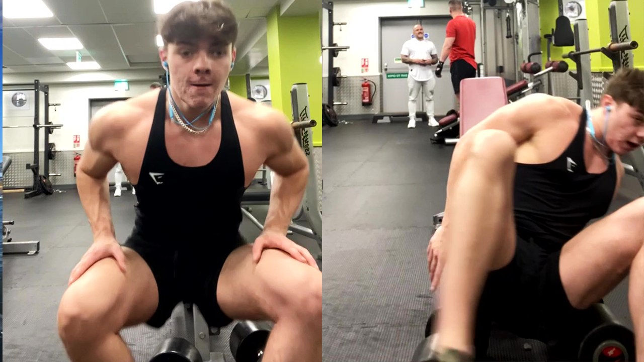 'Gymgoer embarrasses himself after COMPLETELY MISSING the bench while sitting down '